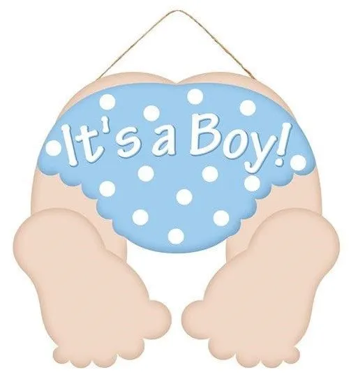 10" Light Skin Baby Bottom Sign: It's a Boy/Blue