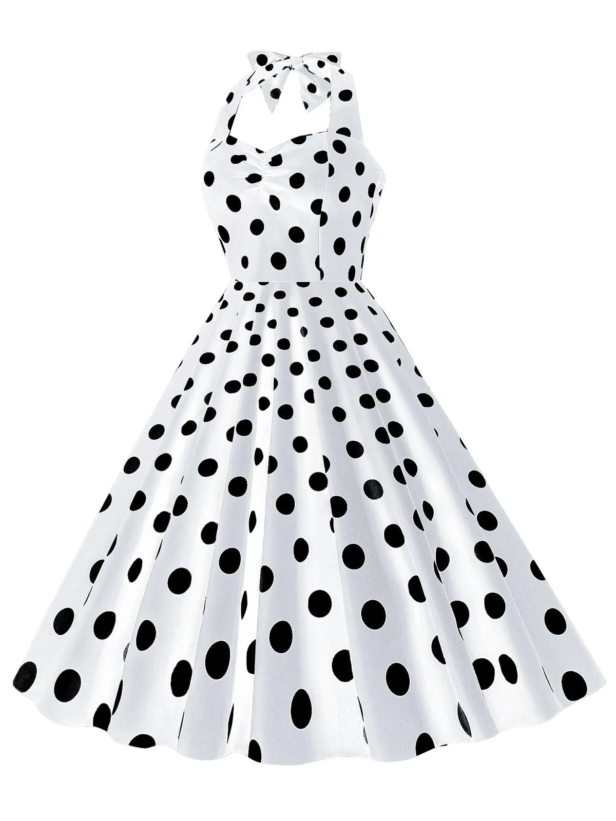 1950s Polka Dot Halter Swing Dress