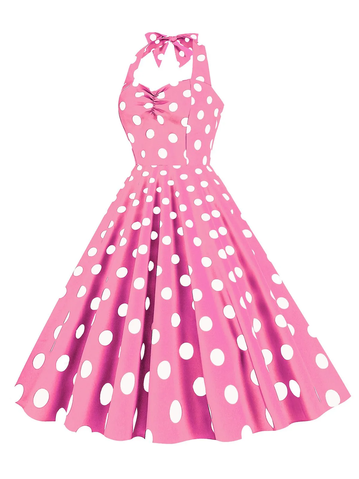 1950s Polka Dot Halter Swing Dress