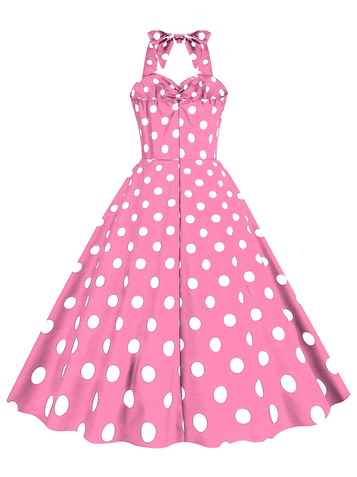 1950s Polka Dot Halter Swing Dress