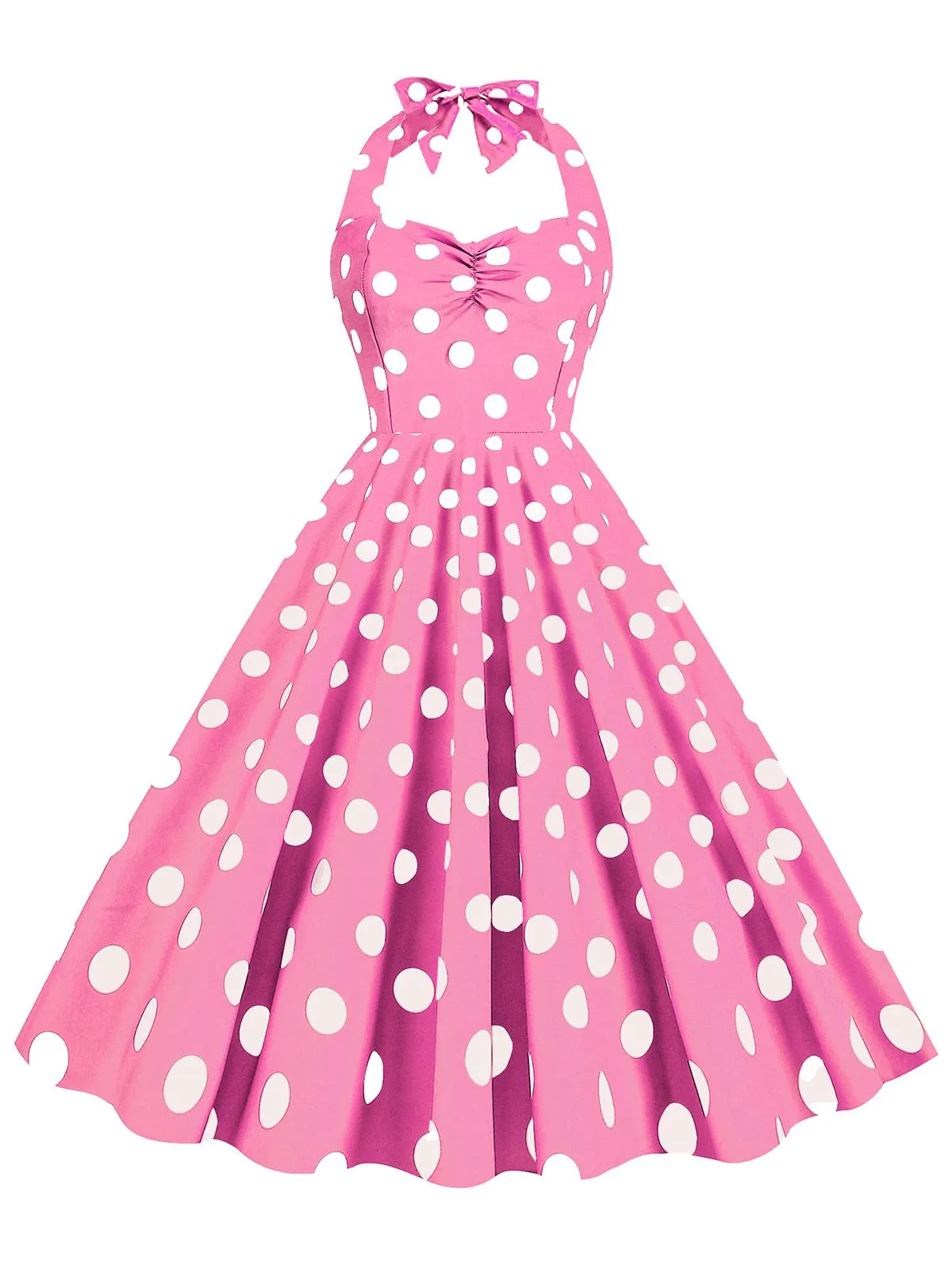 1950s Polka Dot Halter Swing Dress
