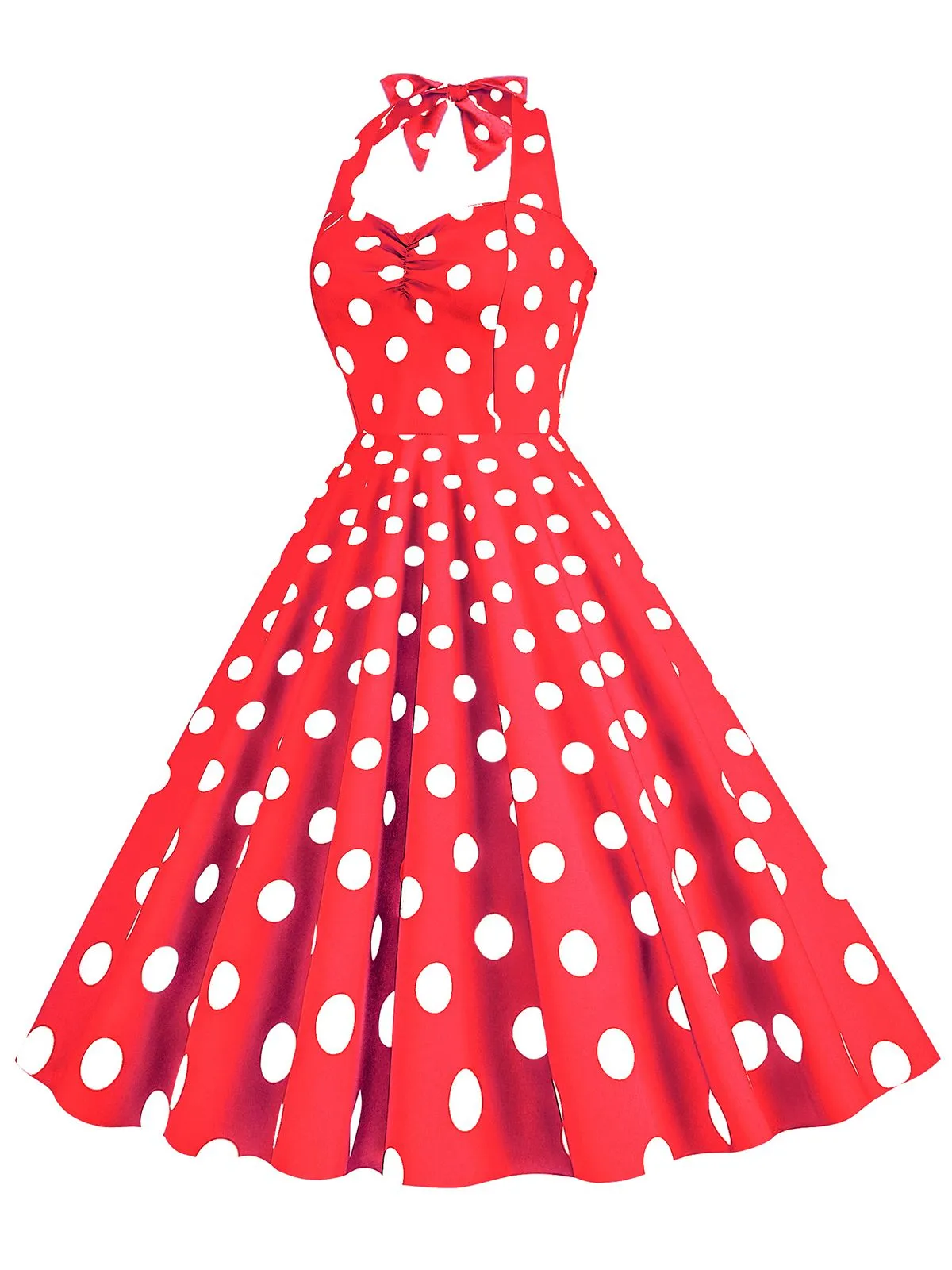 1950s Polka Dot Halter Swing Dress