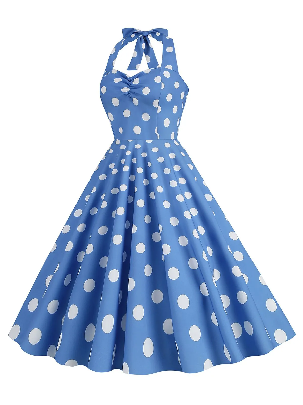 1950s Polka Dot Halter Swing Dress