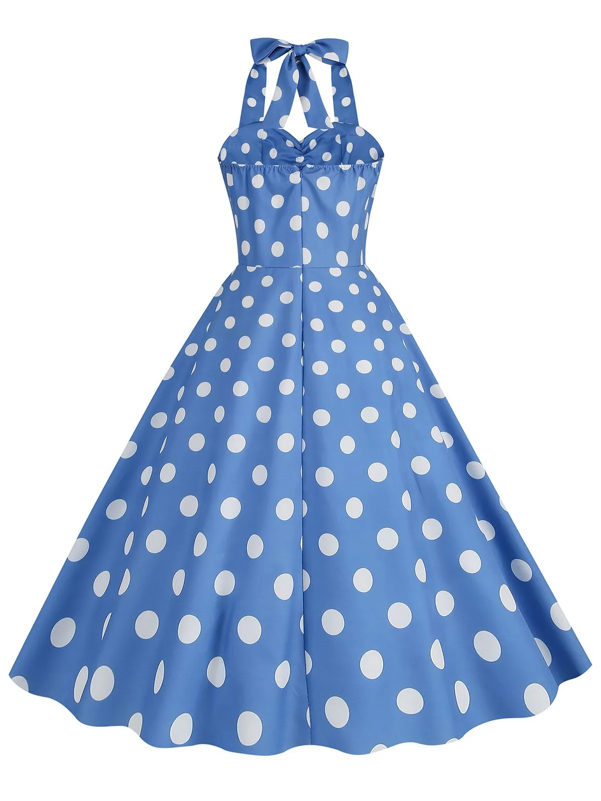 1950s Polka Dot Halter Swing Dress