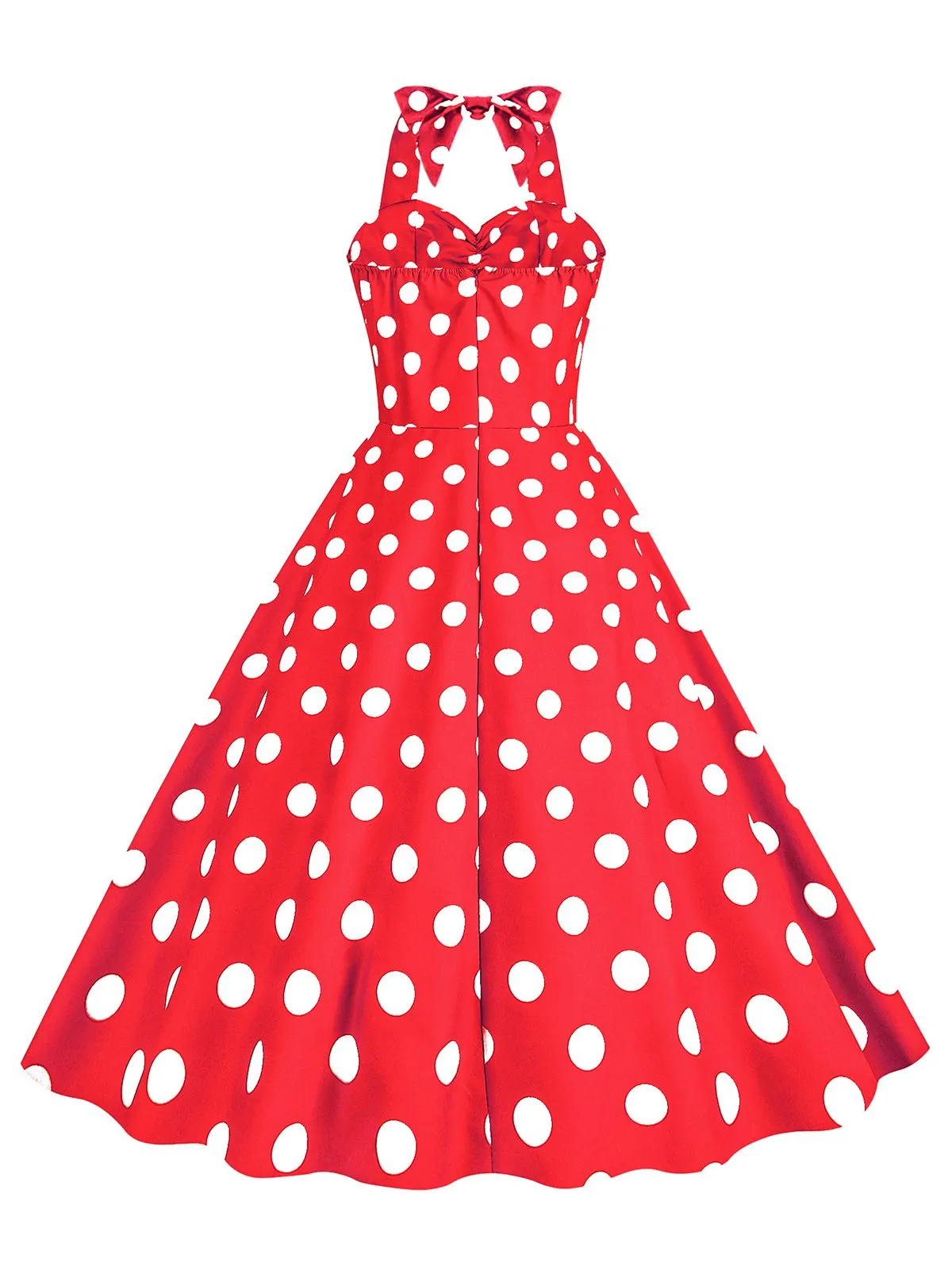 1950s Polka Dot Halter Swing Dress