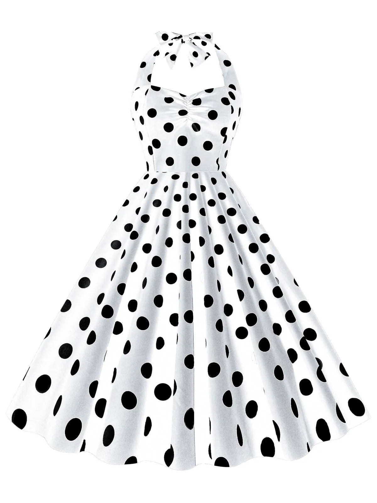 1950s Polka Dot Halter Swing Dress
