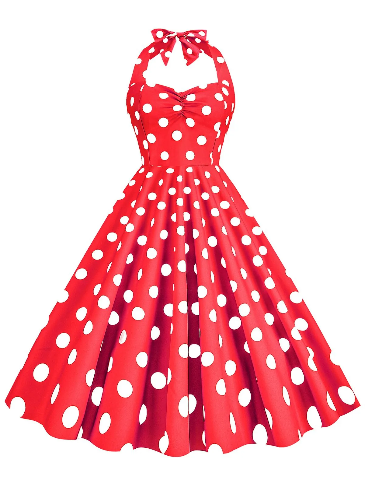 1950s Polka Dot Halter Swing Dress