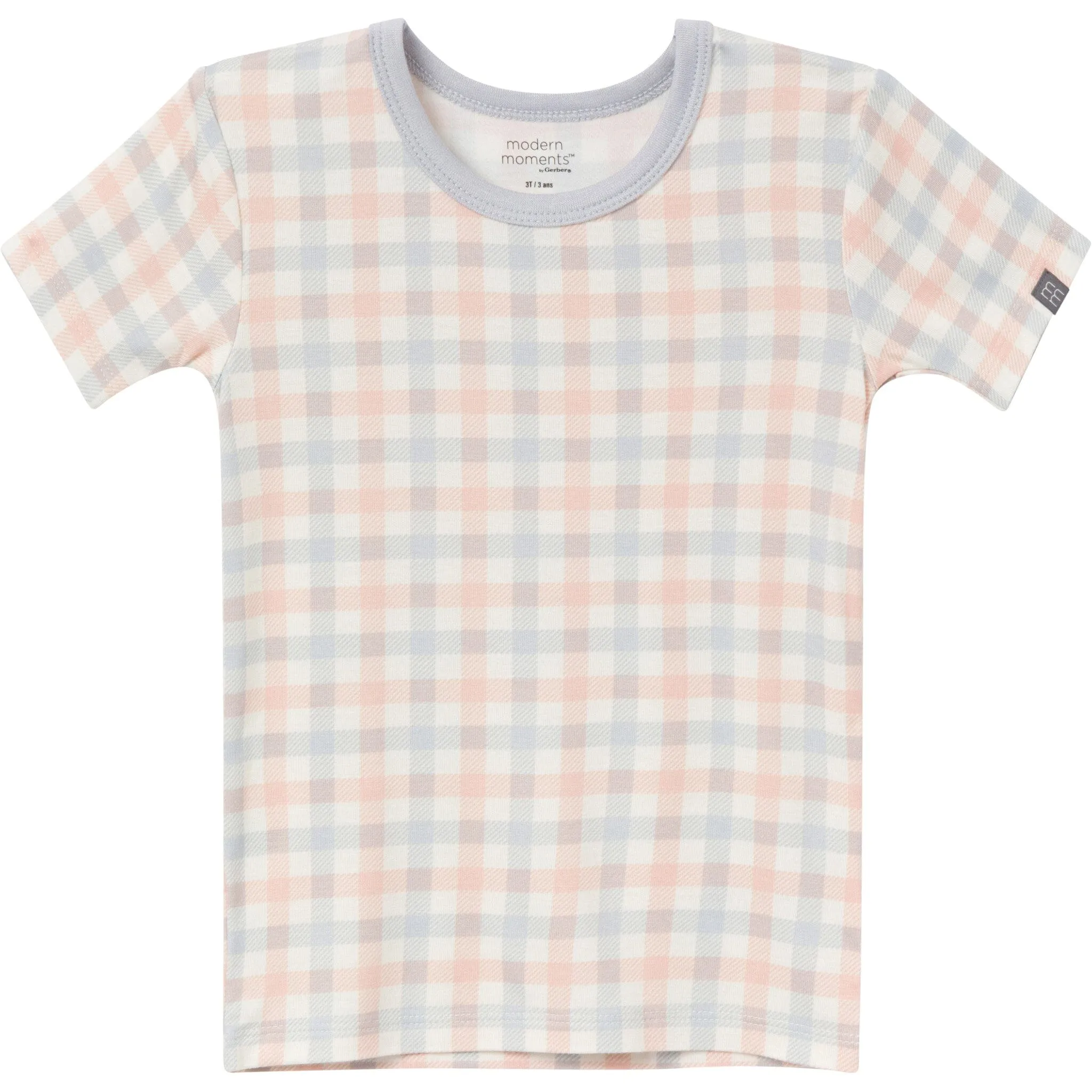 4-Piece Infant & Toddler Neutral Blue Plaid Snug Fitting Pajamas