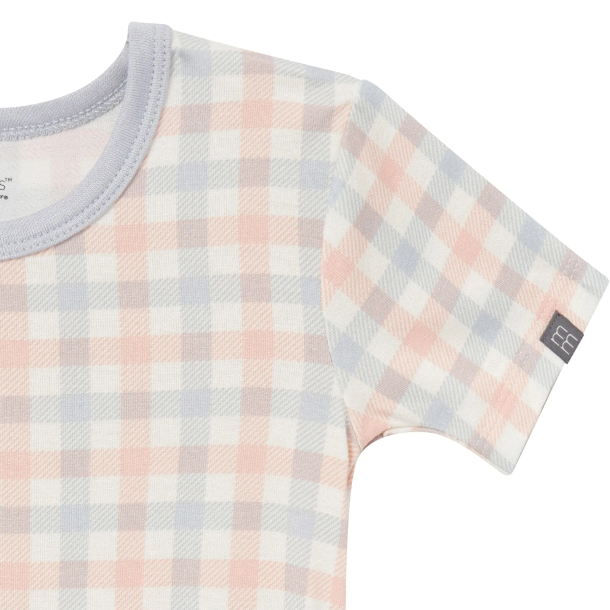 4-Piece Infant & Toddler Neutral Blue Plaid Snug Fitting Pajamas