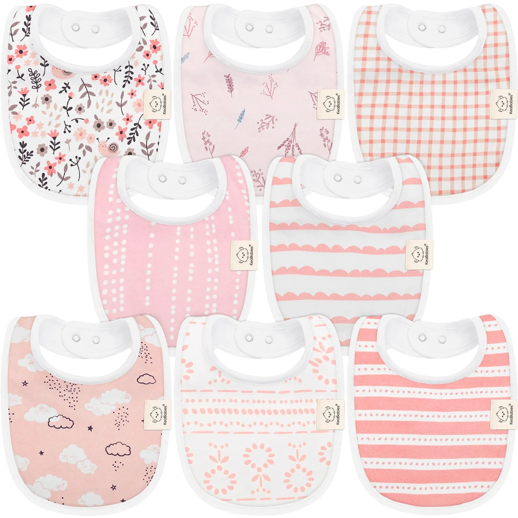 8-Pack Organic Baby Bibs for Boys, Girls - Soft Cotton Drooling and Teething Baby Bibs, Baby Girl Bibs, Baby Boy Bibs, Baby Drool Bibs for Baby Girl, Boy, Newborn Infant Bibs (Sweet Charm) Sweet Charm