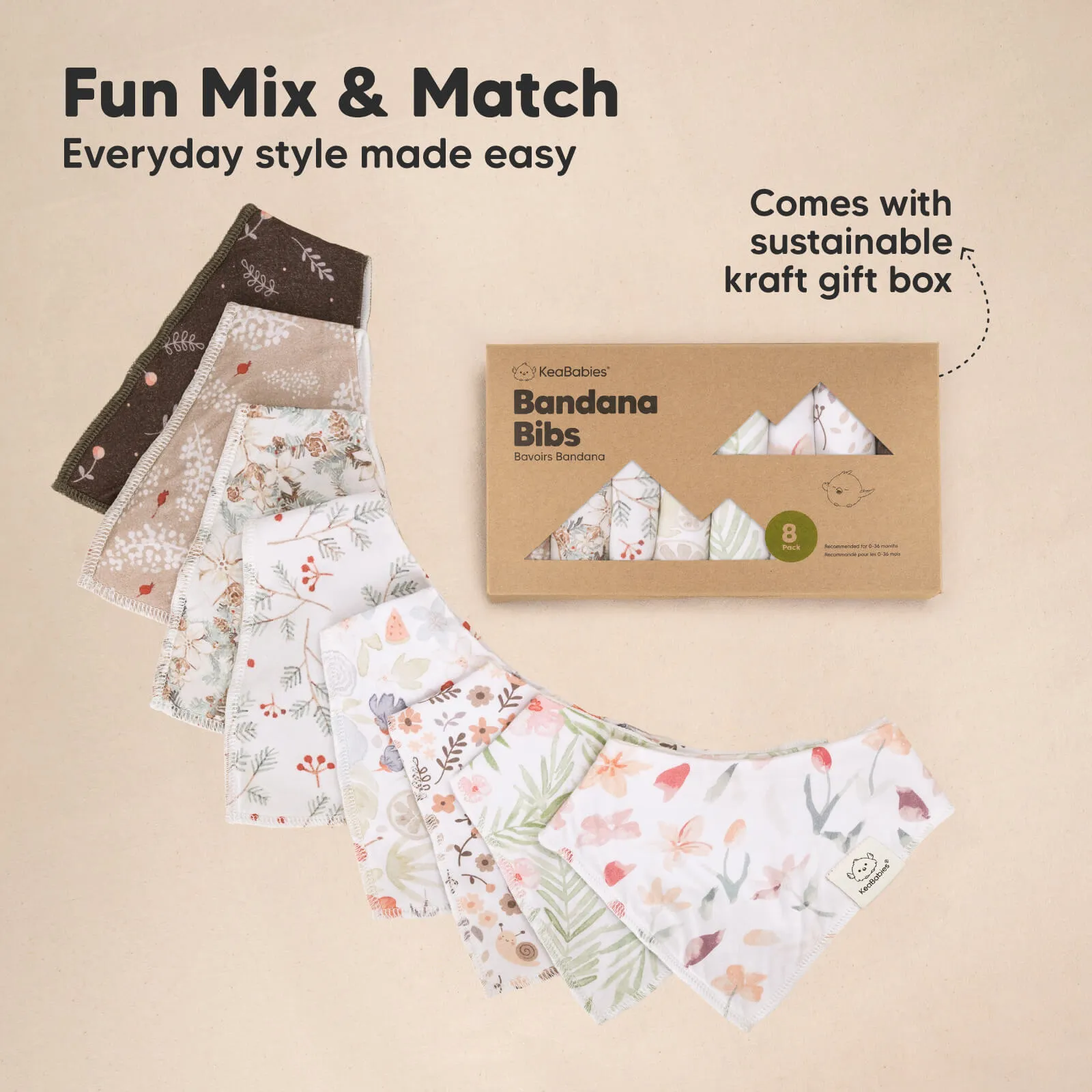 8-Pack Organic Bandana Bibs (Bloom)