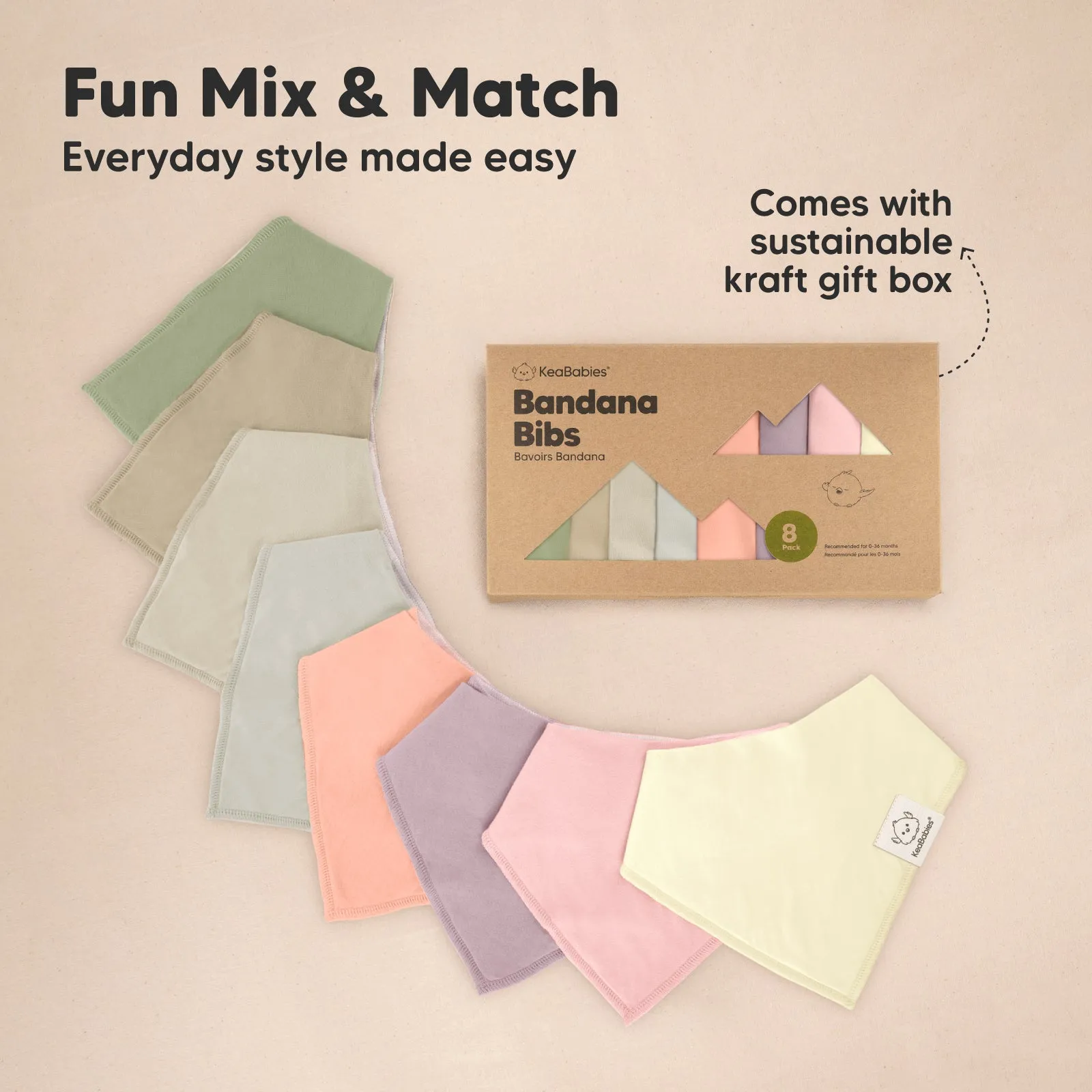 8-Pack Organic Bandana Bibs (Fleur)