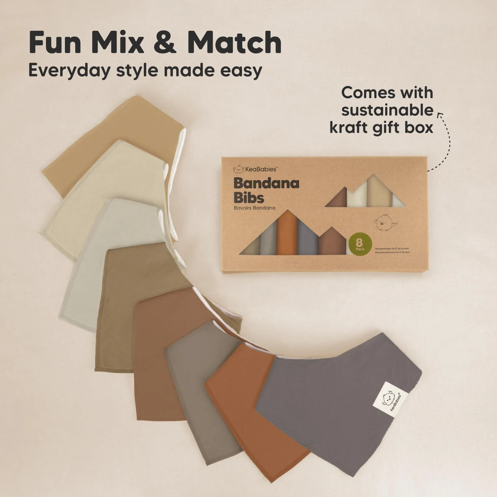 8-Pack Organic Bandana Bibs (Terracotta)