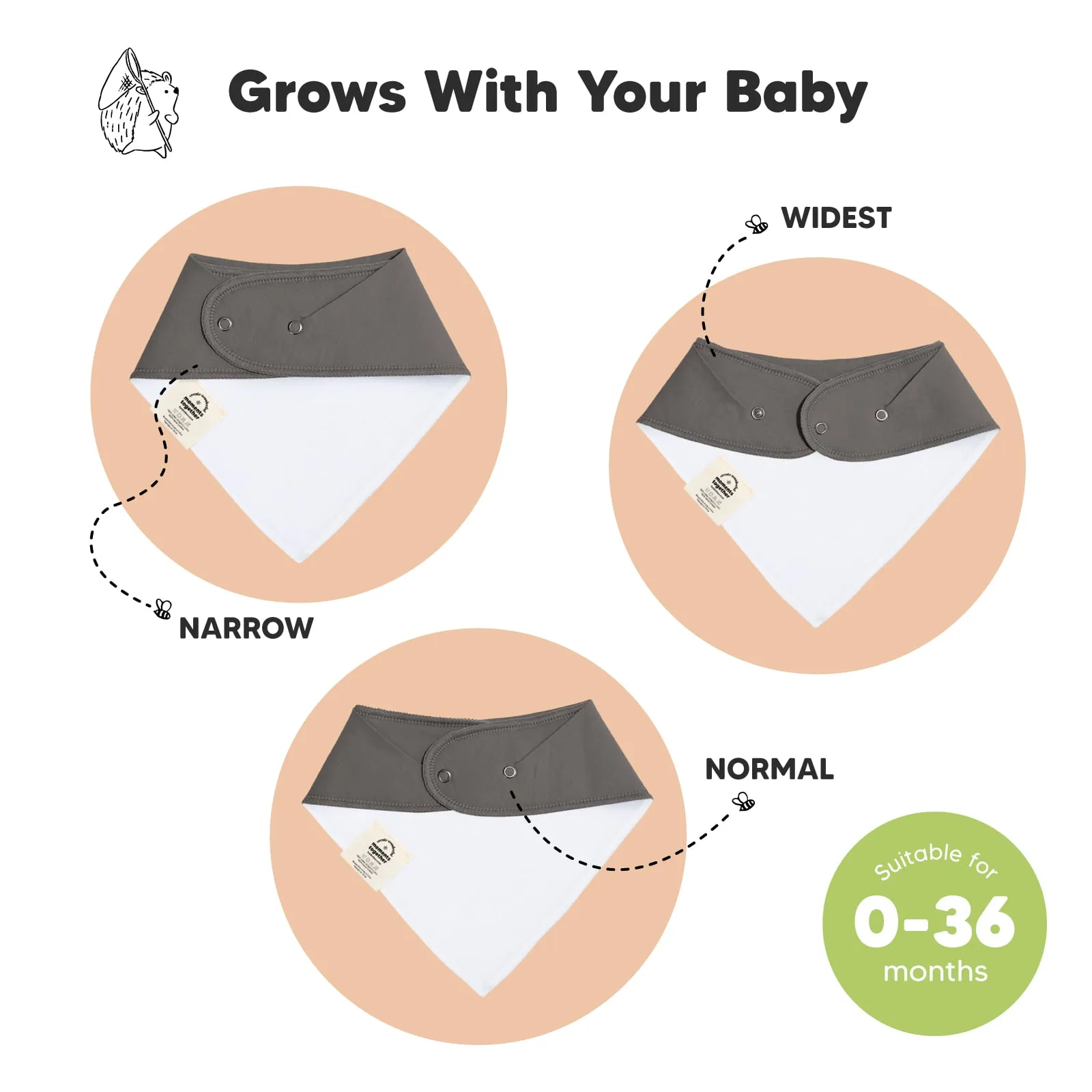 8-Pack Organic Bandana Bibs (Thunder)