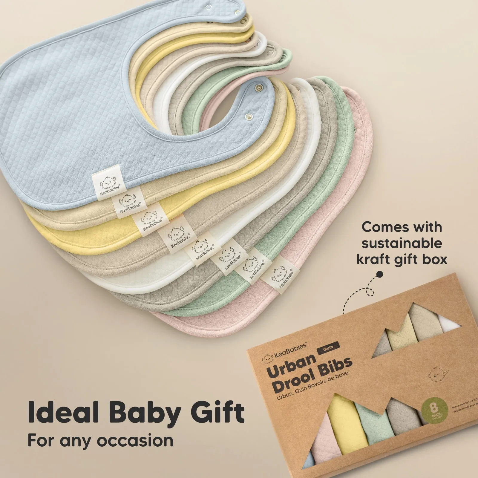 8-Pack Urban Quin Drool Bibs (Dawn)