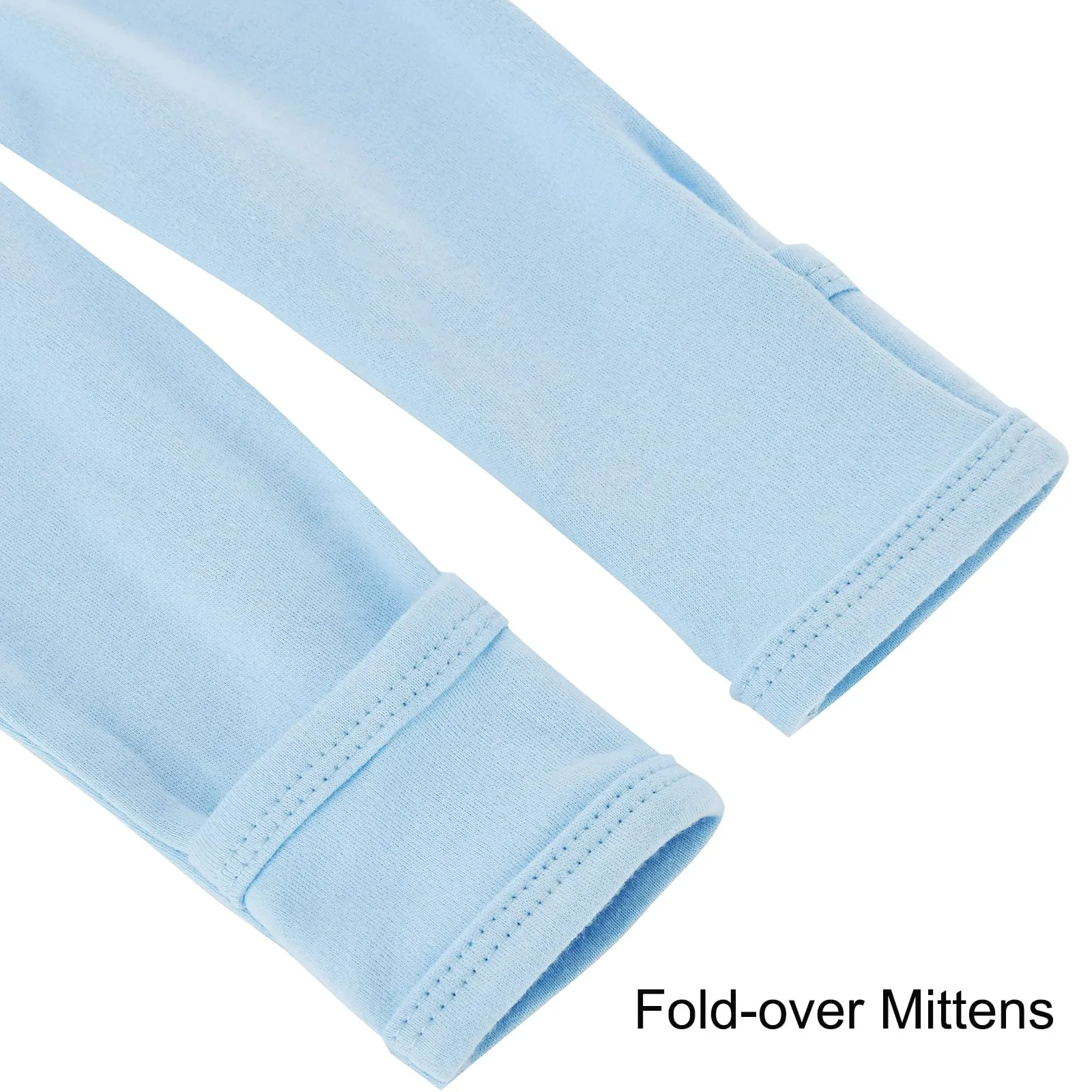 Aablexema Baby Footie Pajamas with Mittens - 3Pcs Infant Footed Sleeper Cotton Sleepwear Outfits(Blue/Grey/Stripe,12-18m)