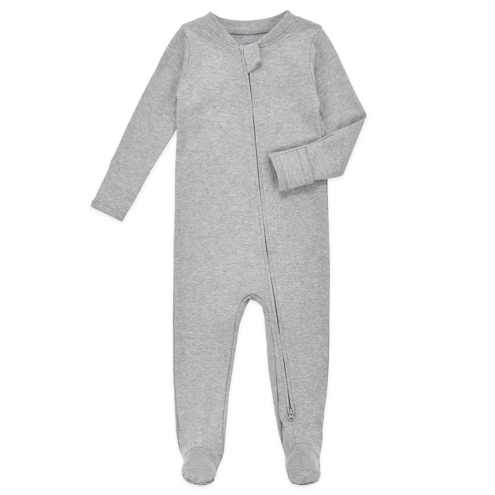 Aablexema Baby Footie Pajamas with Mittens - 3Pcs Infant Footed Sleeper Cotton Sleepwear Outfits(Blue/Grey/Stripe,12-18m)