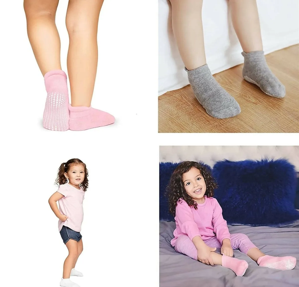 AHC Baby Socks Anti Slip Anti Skid Boys Girls Ankle Length Soft Cotton Socks with Grip