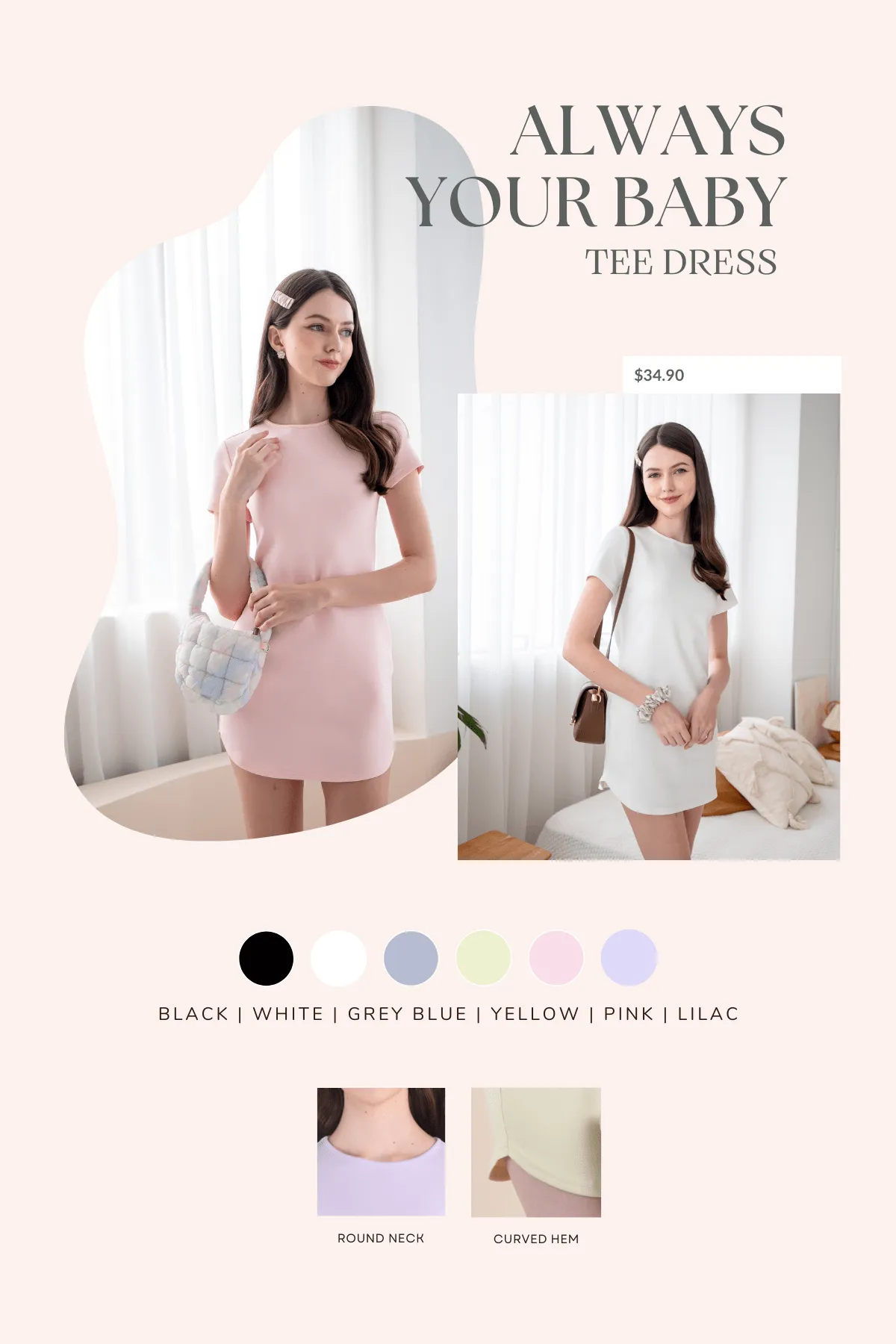 ALWAYS YOUR BABY TEE DRESS IN LILAC