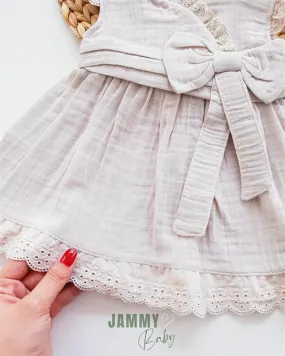 amore muslin double breasted collar dress