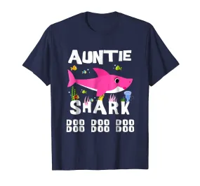 Auntie Shark T Shirt Mother Grandma Mother's Day Christmas