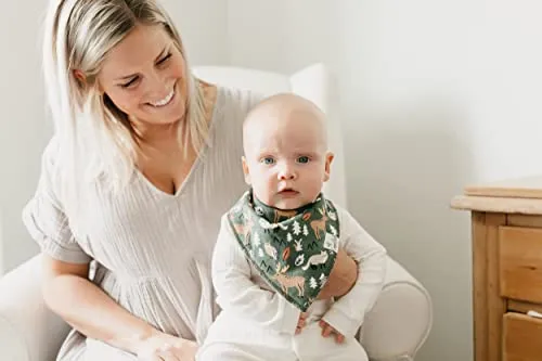Baby Bandana Drool Bibs for Drooling and Teething 4 Pack Gift Set “Atwood” by Copper Pearl X-Small