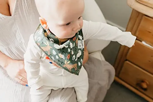 Baby Bandana Drool Bibs for Drooling and Teething 4 Pack Gift Set “Atwood” by Copper Pearl X-Small