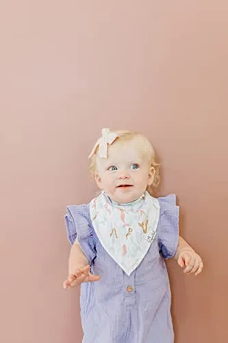 Baby Bandana Drool Bibs for Drooling and Teething 4 Pack Gift Set “Coral” by Copper Pearl X-Small