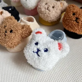 Baby boat socks spring and autumn bear children's anti-skid floor socks anti-heel newborn baby socks (two pairs)