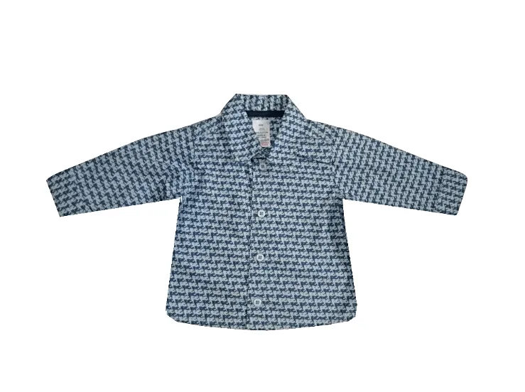 Baby Boys Blue Patterned Longsleeve Shirt