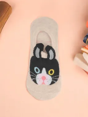 Baby Cat Face Socks with Multicolored Eyes – Soft and Fun Design