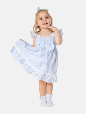 Baby Girl Luisa Collection Spanish Checked Dress- Baby Blue
