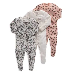 Baby Girls' 3-Pack Footed Pajamas