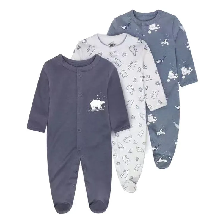 Baby Girls' 3-Pack Footed Pajamas