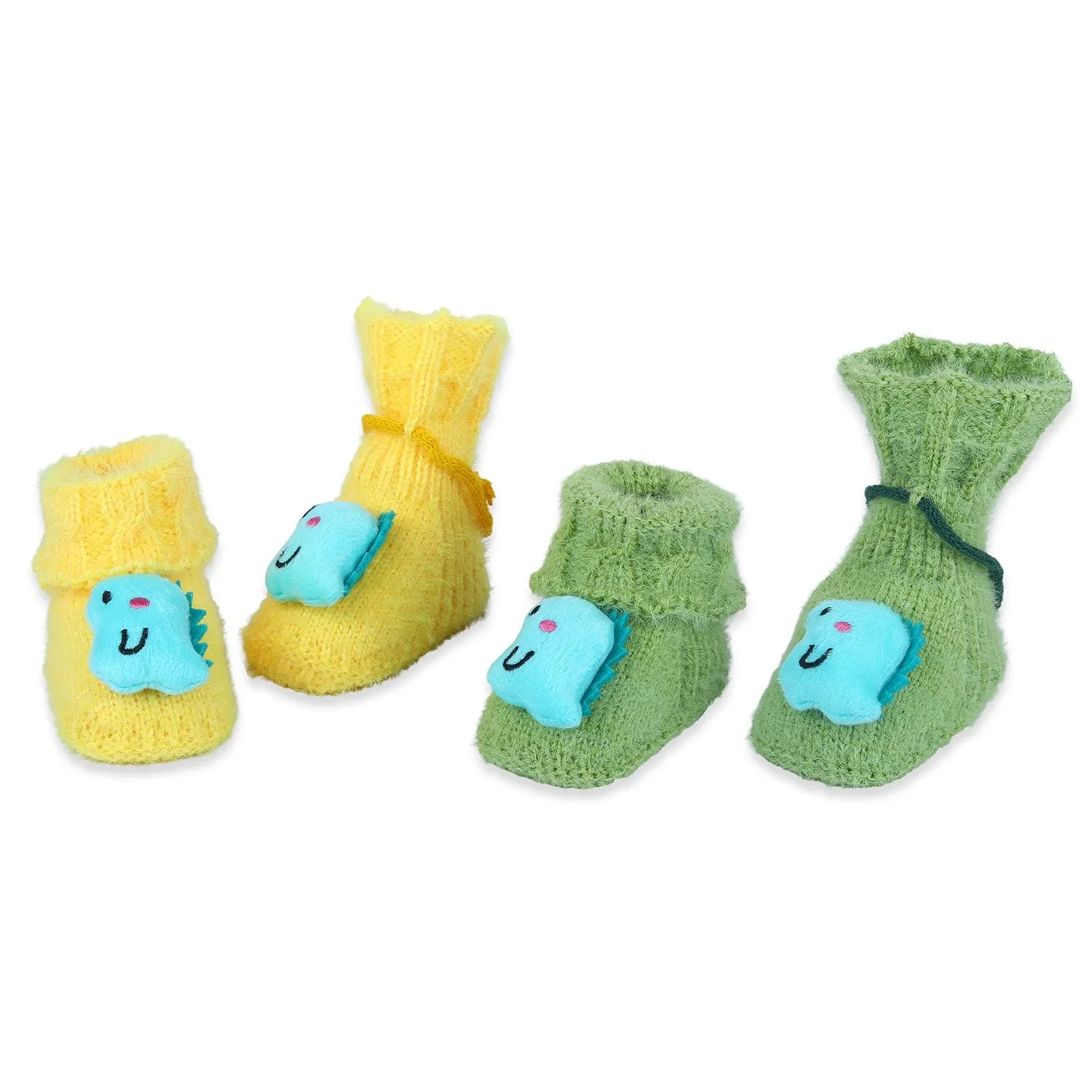Baby Moo Dinosaur Crochet Woollen 3D Socks Booties - Green