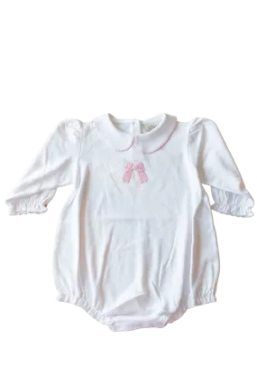 Baby Pink Polka Dot Bow Bubble (Infant)