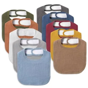 Baby Snap Bibs for Boys Girls,10 Pack Baby Bandana Drool Bibs with Snap,Super Soft Cotton Snap Closure Bibs for Newborn Teething,Feeding,Drooling