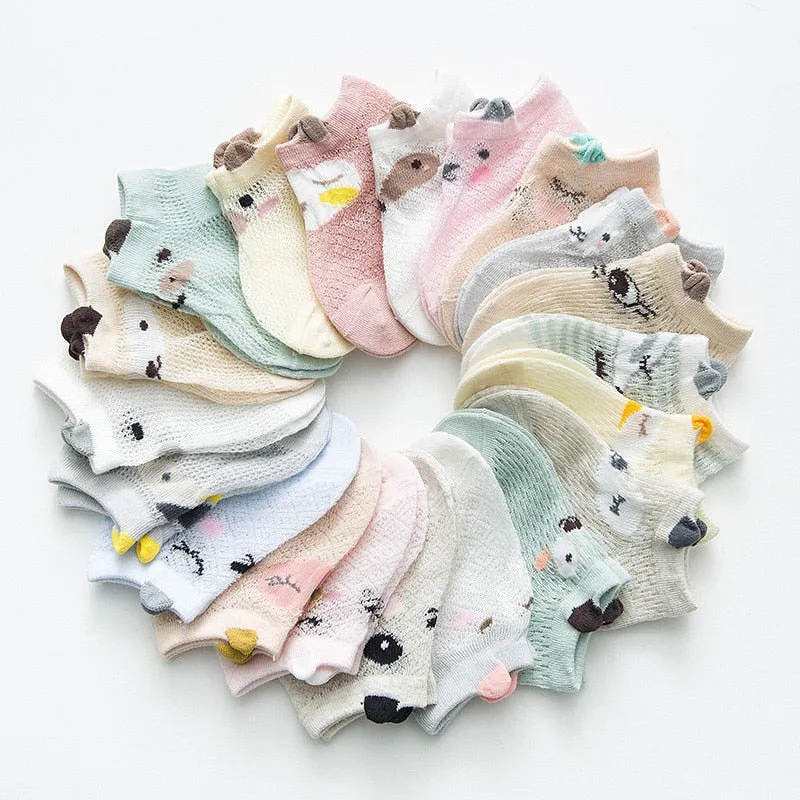Baby Socks Newborn 5Pairs/lot Summer Mesh Thin Baby Socks for Girls Cotton Infant Casual Boy Girls Toddler Socks Cartoon