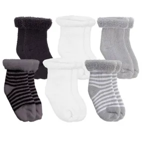 Baby Socks Terry - Pack Of 6 Grey-White-Black 0-3M