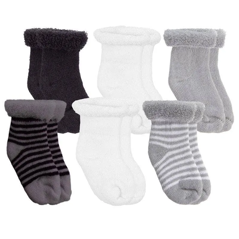 Baby Socks Terry - Pack Of 6 Grey-White-Black 0-3M