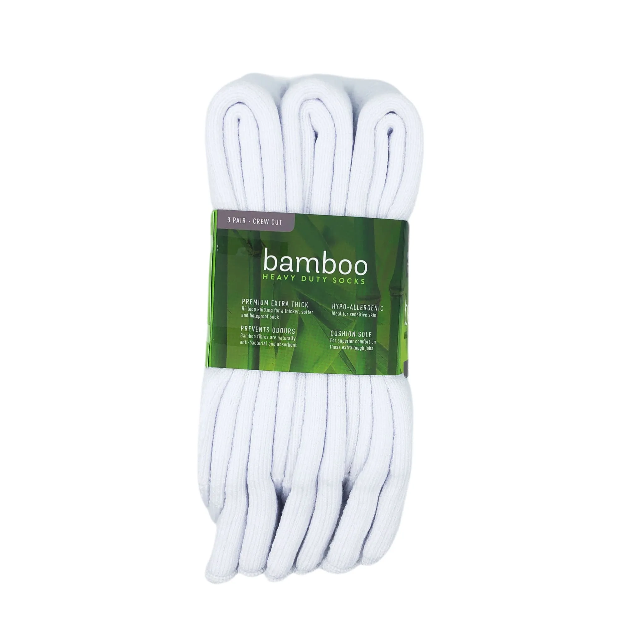 Bamboo Heavy Duty Socks - 3 Pairs Pack - White