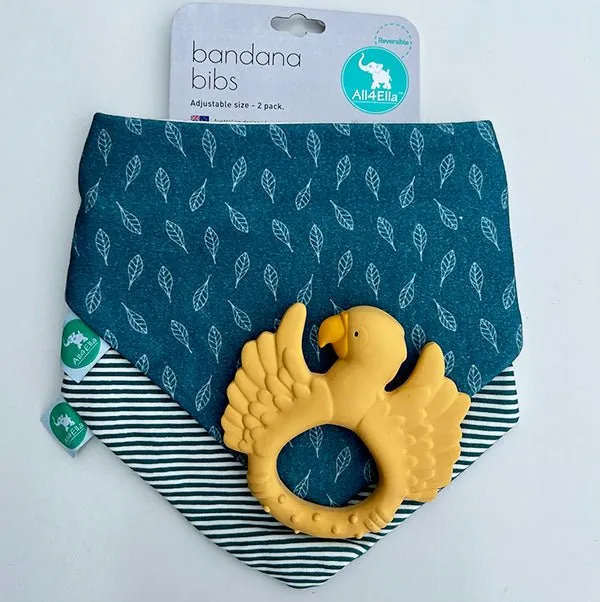 Bandana Bib Blue Leaf