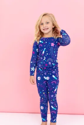 Bird & Bean Bamboo Long Sleeve PJ Set - Deep Blue Galaxy