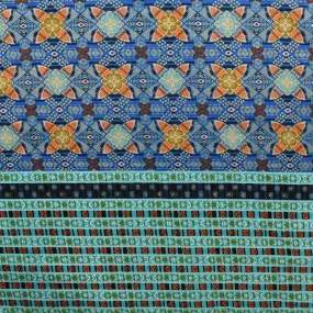 Blue Batik Border Cotton Print