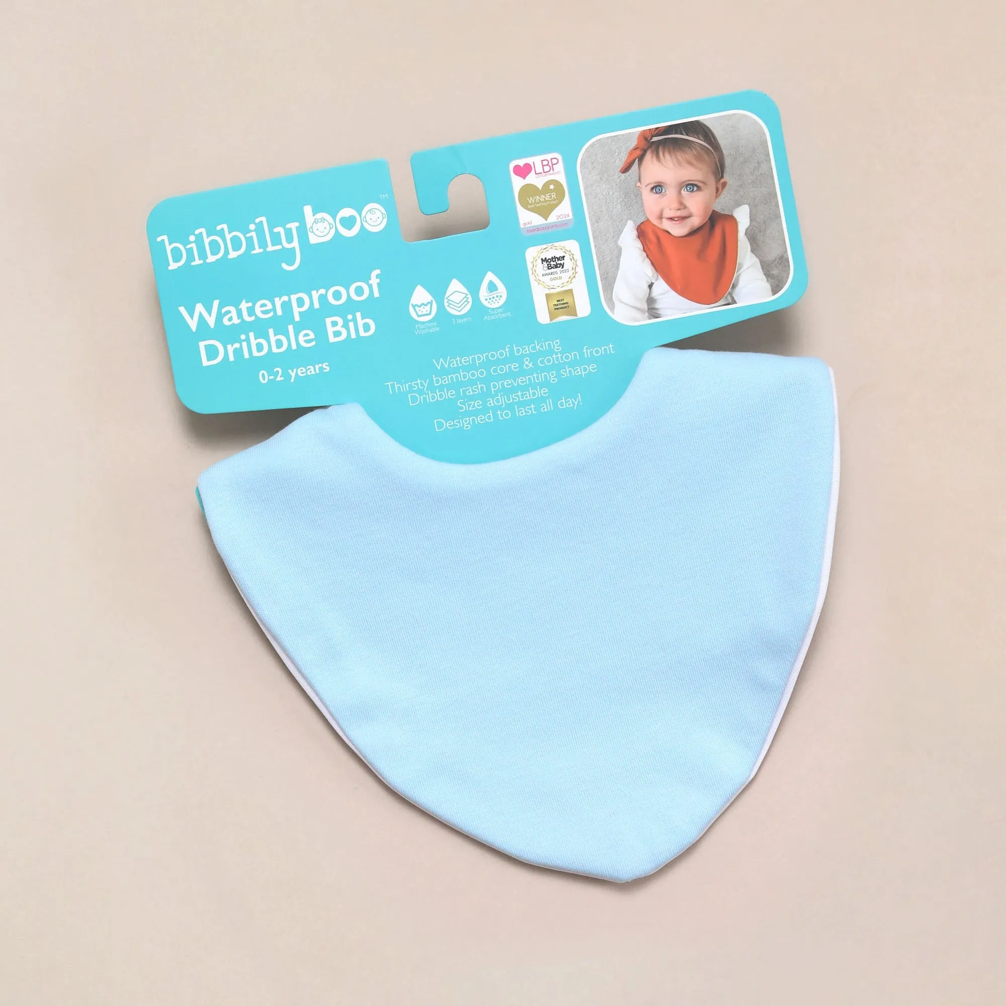 Blue Bundle of 3 Waterproof Dribble Bibs