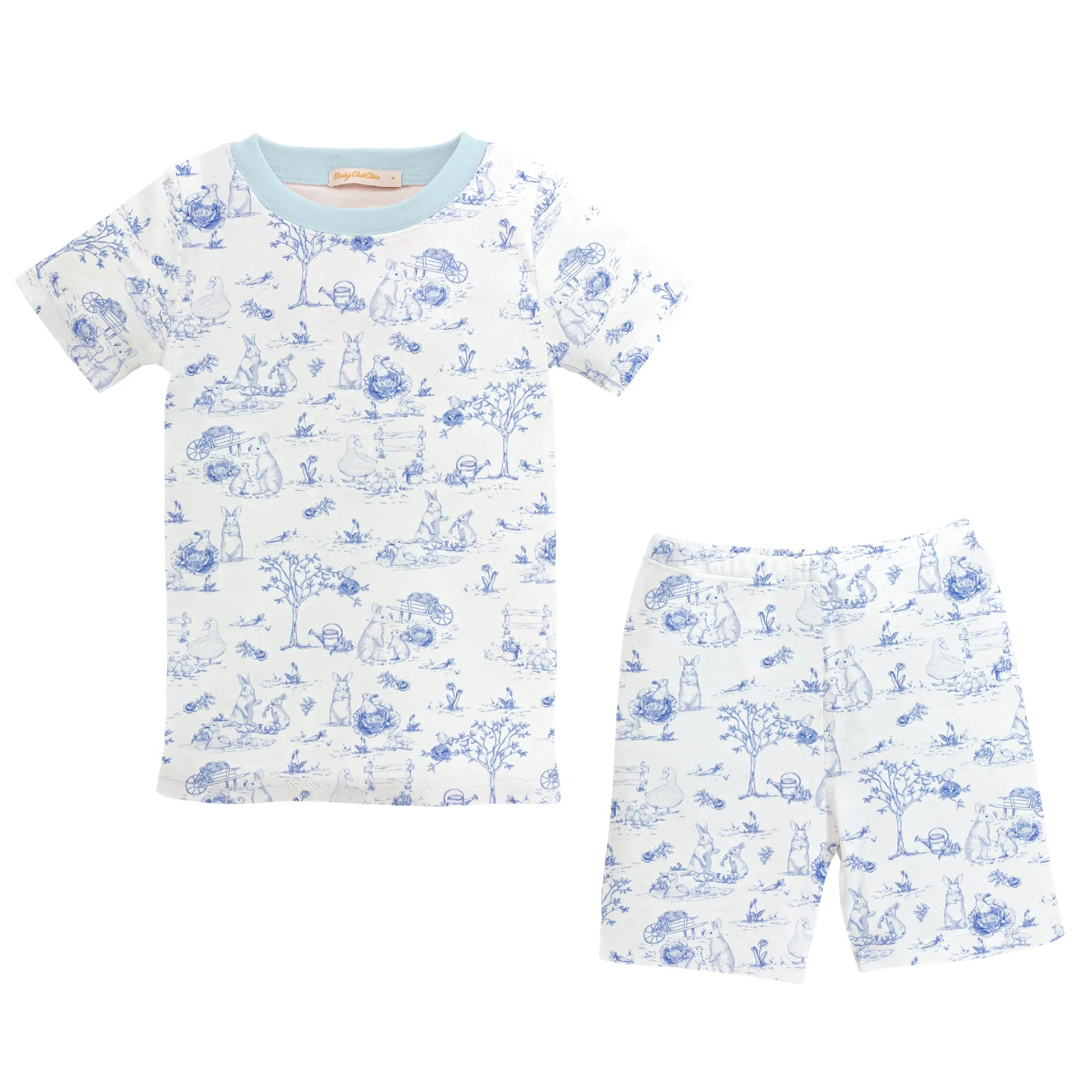 Blue Toile Bunnies Short Pajamas (Baby)