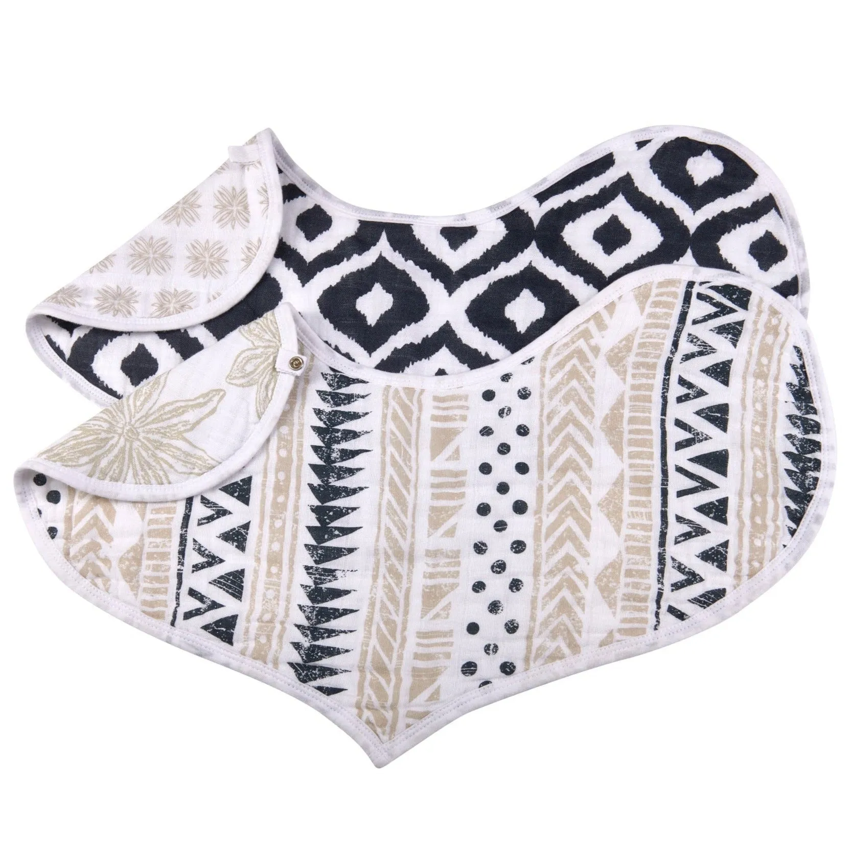 Boho Flower Heart Cotton Bibs 2PK
