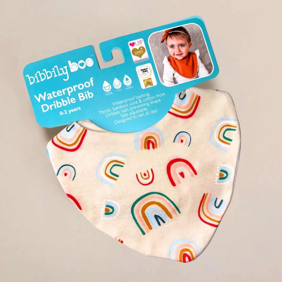Bright Rainbows Waterproof Dribble Bib