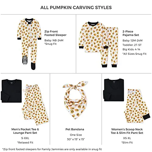 Burt's Bees Baby Family Jammies Matching Holiday Organic Cotton Pajamas, Pumpkin Carving, Baby 2-Piece 12 Months