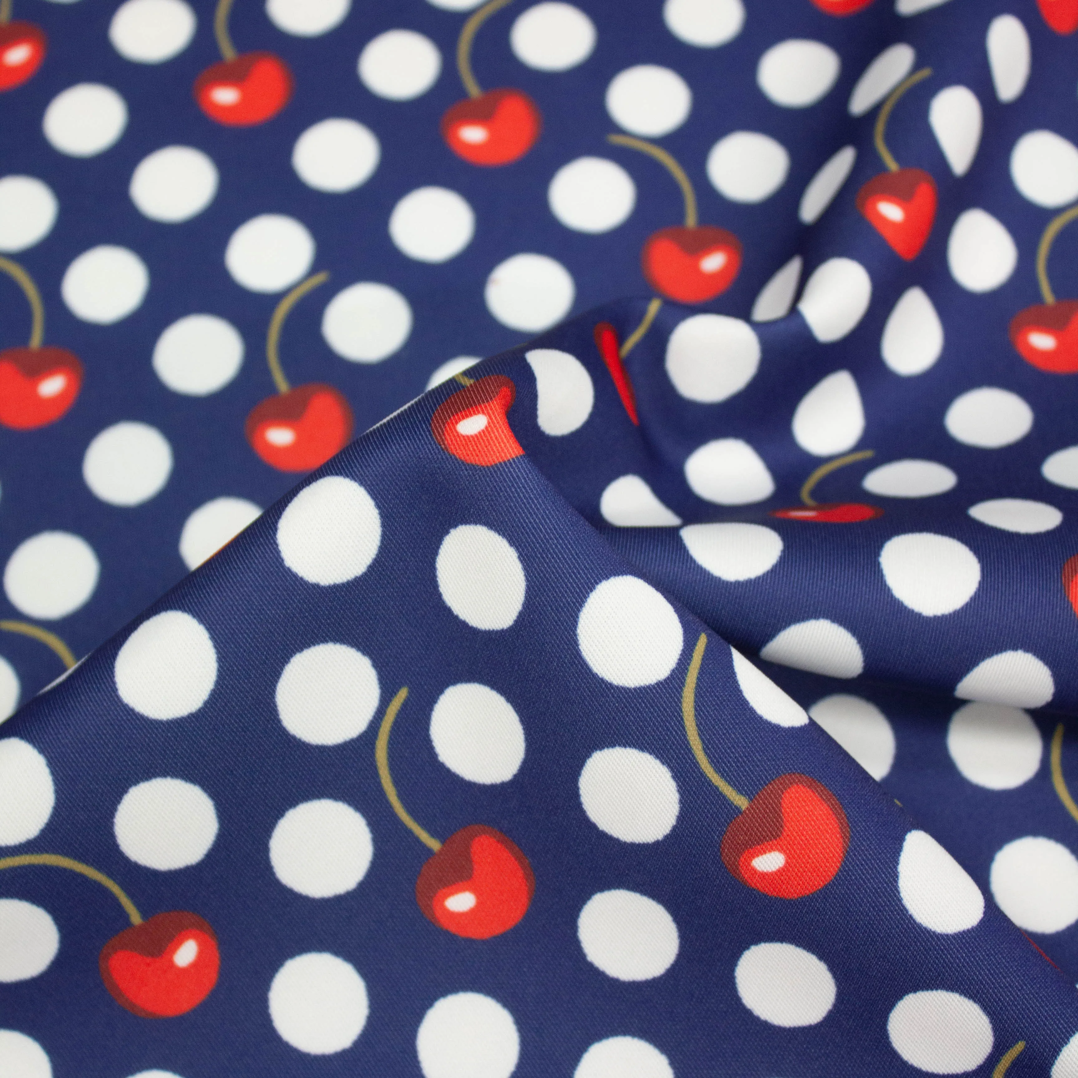 Cerise Cherry Dot Polyester Jersey Stretch